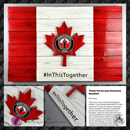 Custom Canadian wood flag made for Wounded Warriors with a portion donated to support the cause