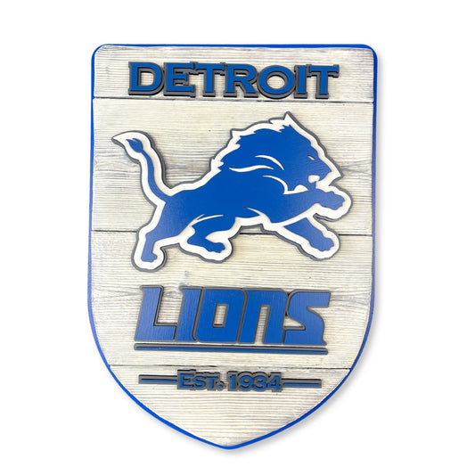Detroit Lions wood shield football wall art handmade fan decor