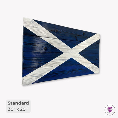 Scotland Wood Flag – Handmade Burnt Cedar Wall Decor