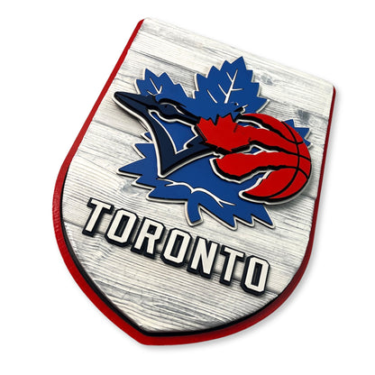 Toronto Sports Wood Shield – Blue Jays Raptors Maple Leafs Wall Art