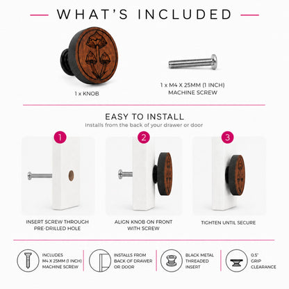 Mandala Drawer Knob – Walnut Cabinet Hardware