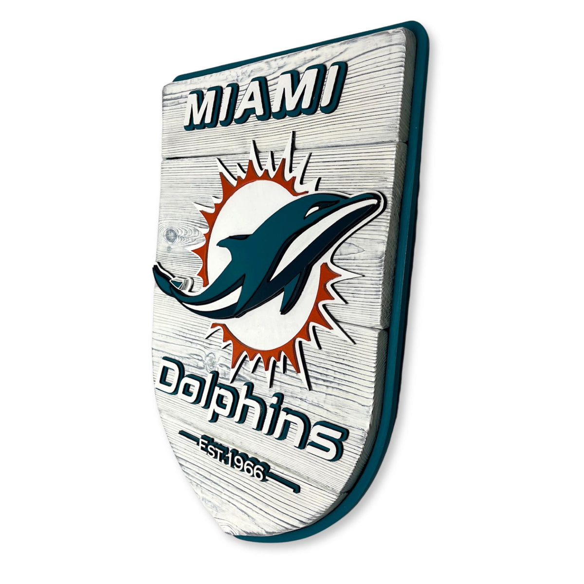 Miami Dolphins Wood Shield – Wall Art – Handmade Fan Decor