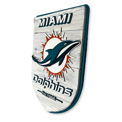 Miami Dolphins Wood Shield – Wall Art – Handmade Fan Decor