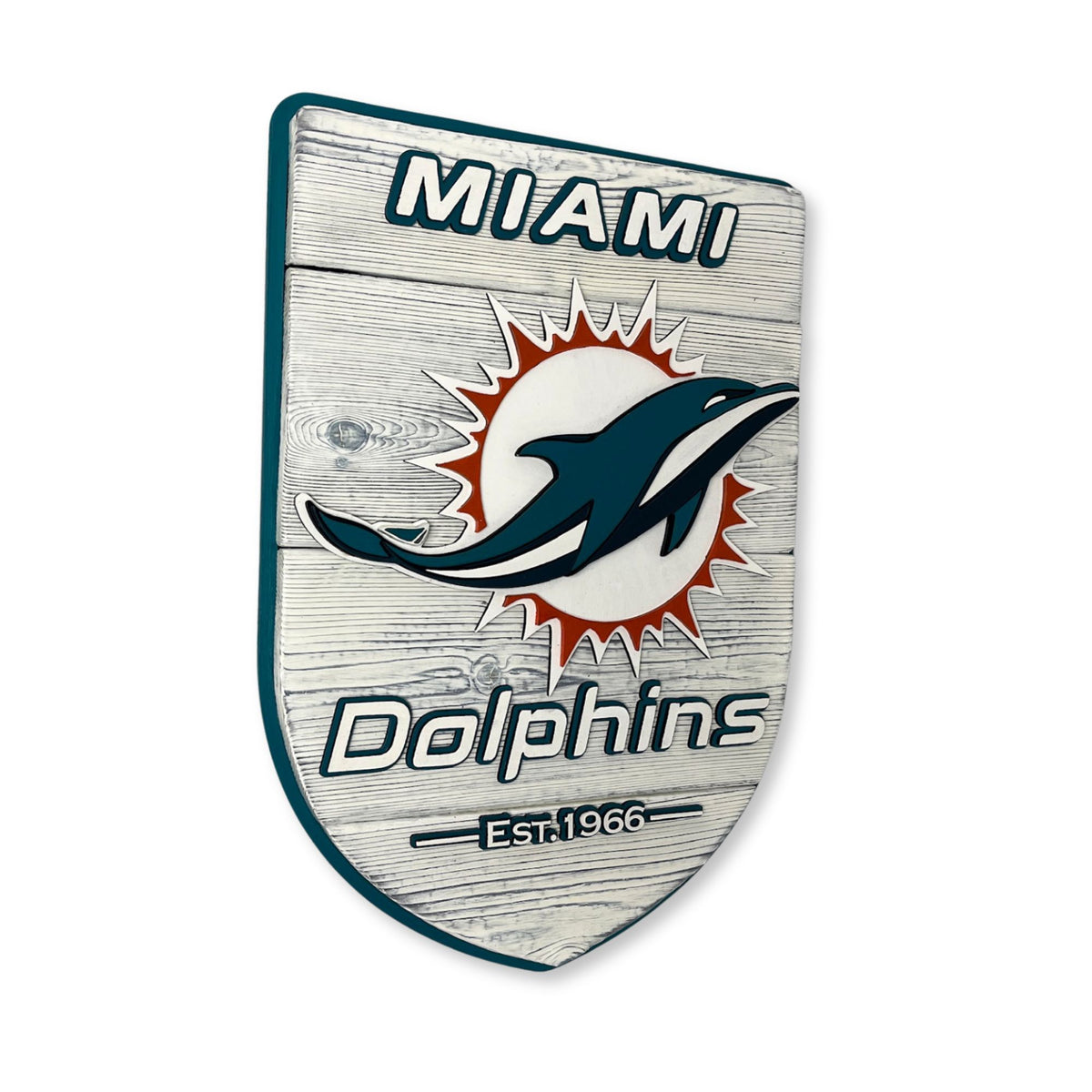 Miami Dolphins Wood Shield – Wall Art – Handmade Fan Decor