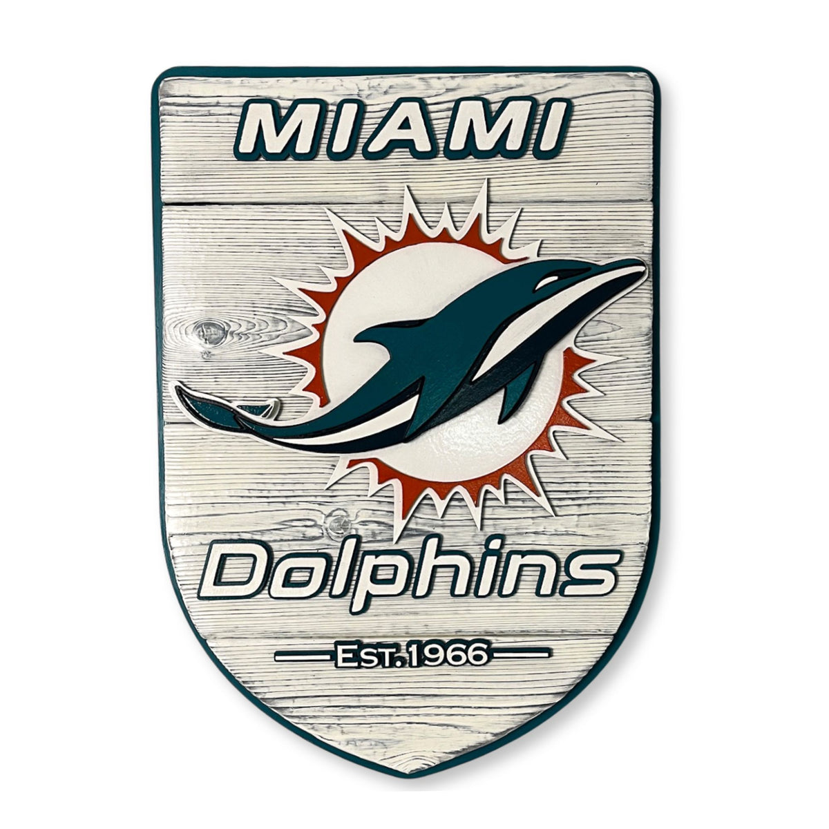Miami Dolphins wood shield wall art handmade football fan decor