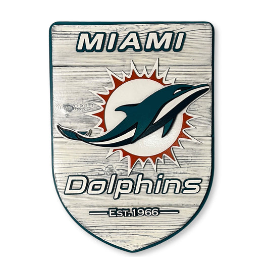 Miami Dolphins wood shield wall art handmade football fan decor