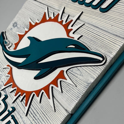 Miami Dolphins Wood Shield – Wall Art – Handmade Fan Decor