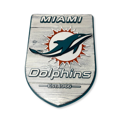 Miami Dolphins Wood Shield – Wall Art – Handmade Fan Decor