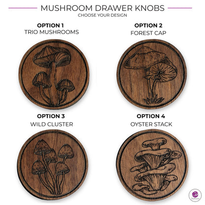 Mushroom Drawer Knob – Walnut Cabinet Hardware