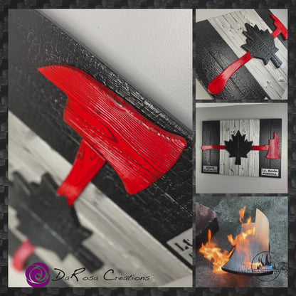 Firefighter Wood Flag – Thin Red Line First Responder Wall Decor