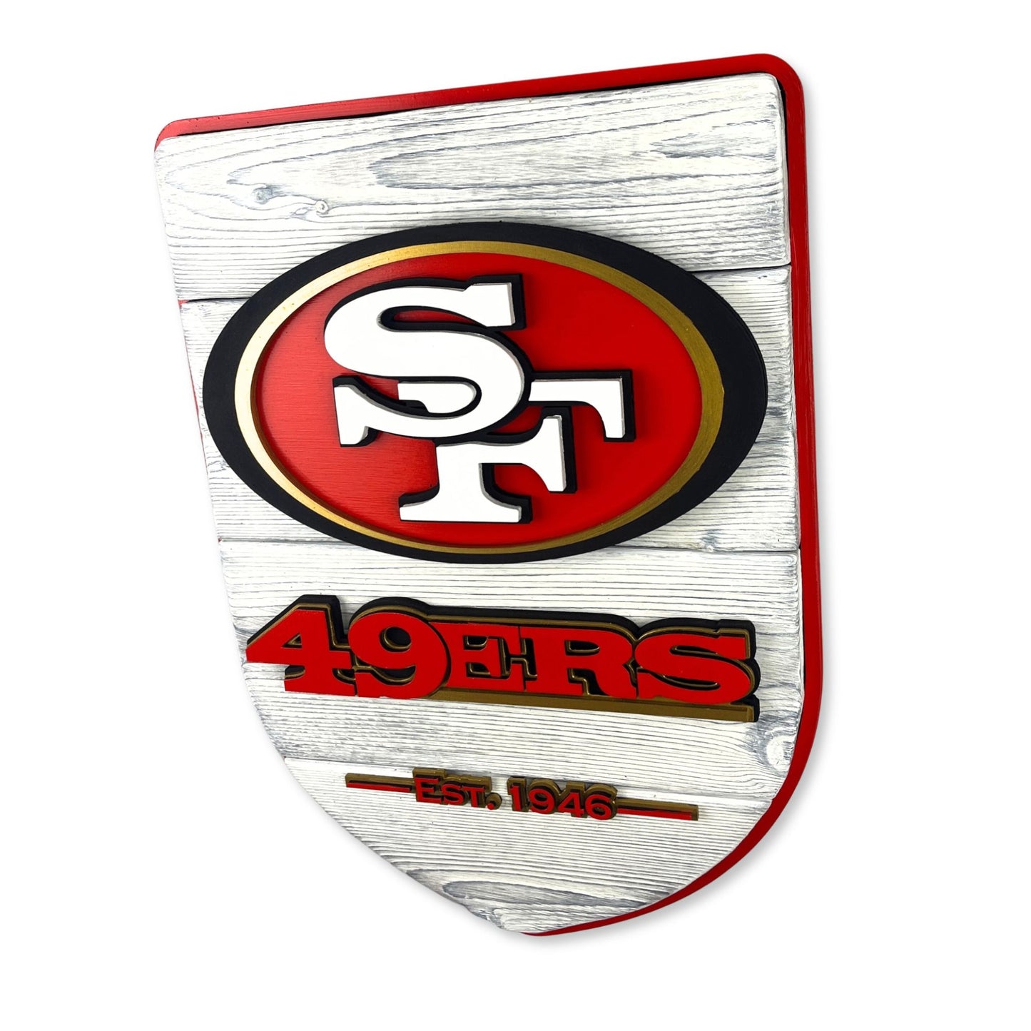 San Francisco 49ers Wood Shield – Football Wall Art – Handmade Fan Decor
