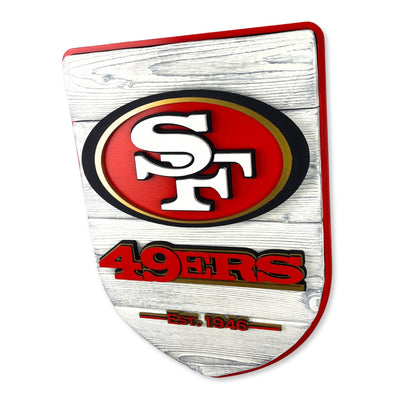 San Francisco 49ers Wood Shield – Football Wall Art – Handmade Fan Decor