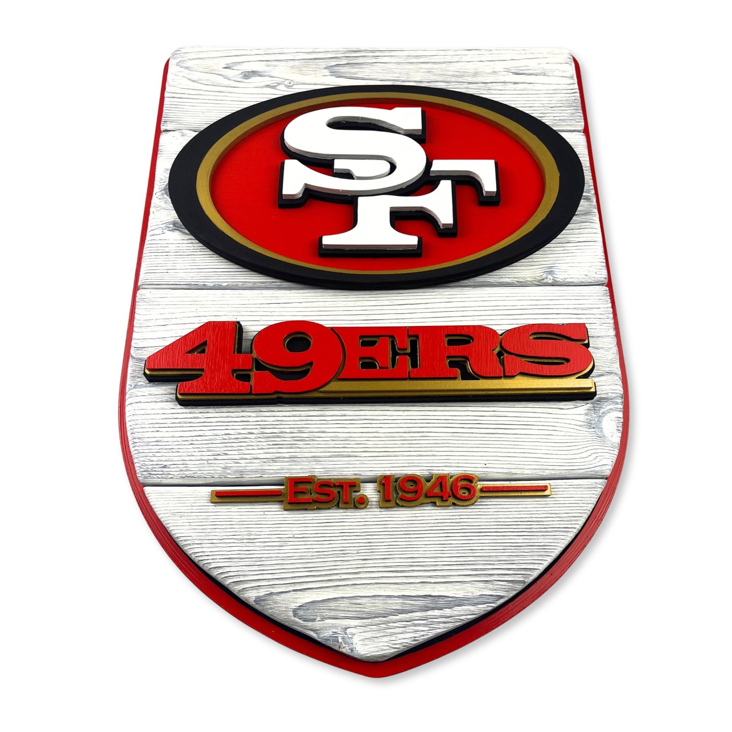 San Francisco 49ers Wood Shield – Football Wall Art – Handmade Fan Decor