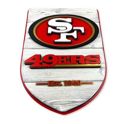 San Francisco 49ers Wood Shield – Football Wall Art – Handmade Fan Decor