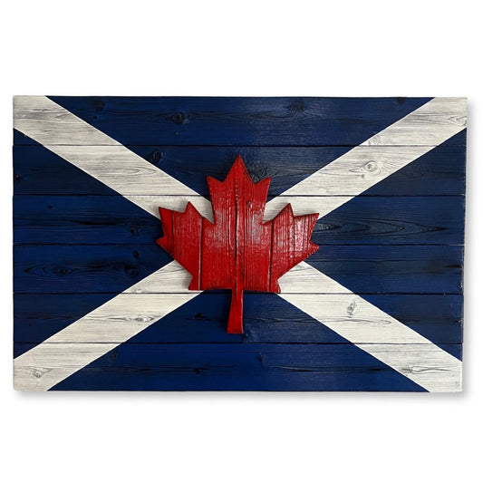 Scottish Canadian wood flag handmade Scotland Canada flag with maple leaf wall decor