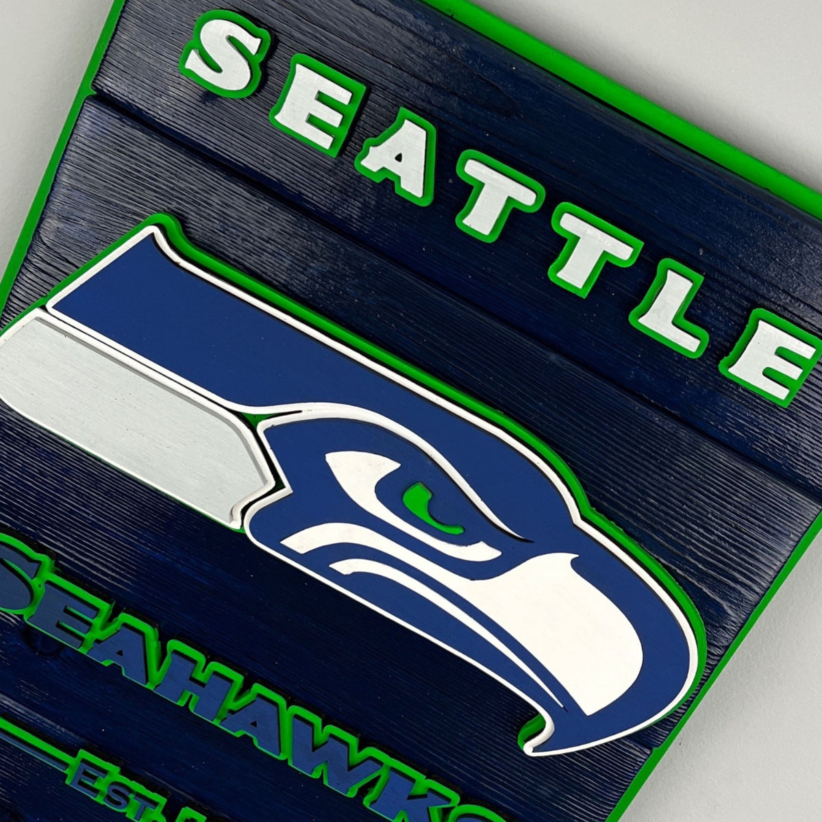 Seattle Seahawks Wood Shield – Football Wall Art – Handmade Fan Decor