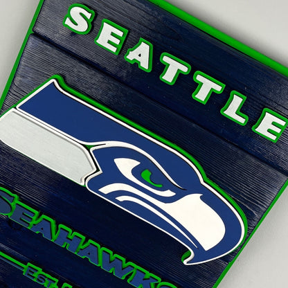 Seattle Seahawks Wood Shield – Football Wall Art – Handmade Fan Decor