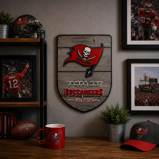Tampa Bay Buccaneers wood fan art lifestyle picture in office