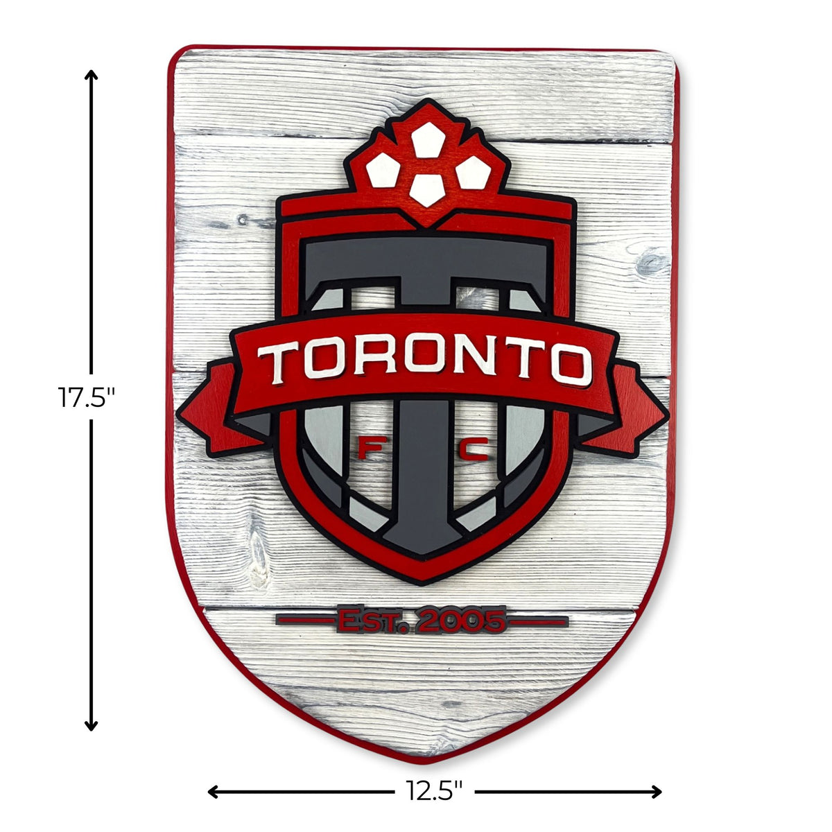 handmade Toronto FC wood shield wall art front view