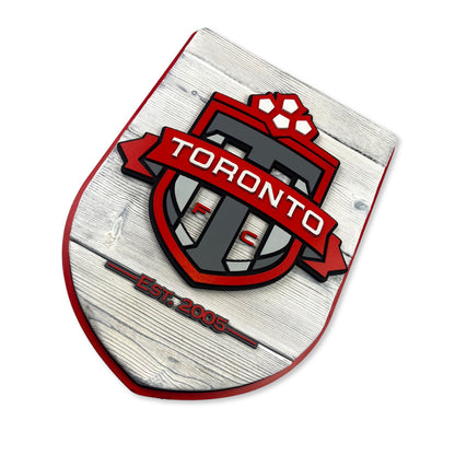 Toronto FC Wood Shield – Soccer Wall Art – Handmade Fan Gift