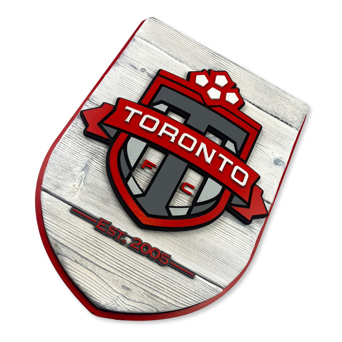 Toronto FC Wood Shield – Soccer Wall Art – Handmade Fan Gift