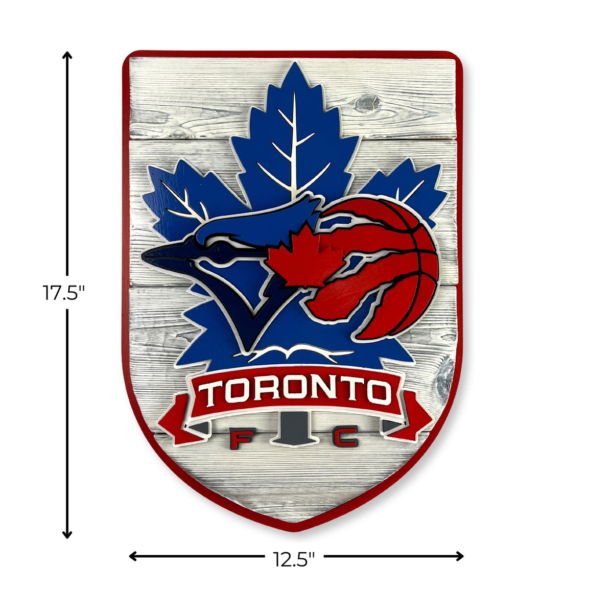Toronto sports wood sign featuring Blue Jays Raptors Maple Leafs and TFC wall art. Sizing 