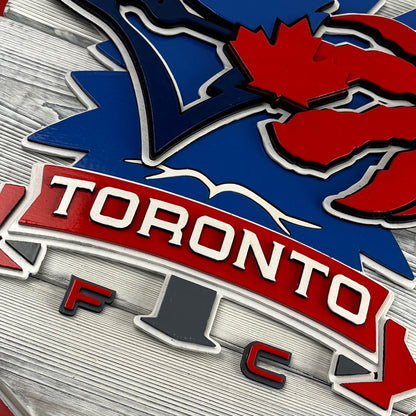 Toronto Sports Wood Sign – Blue Jays Raptors Maple Leafs TFC Wall Art Shield