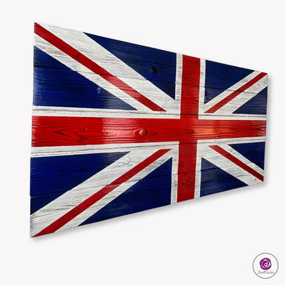 UK Wood Flag – British Union Jack Burnt Cedar Wall Decor